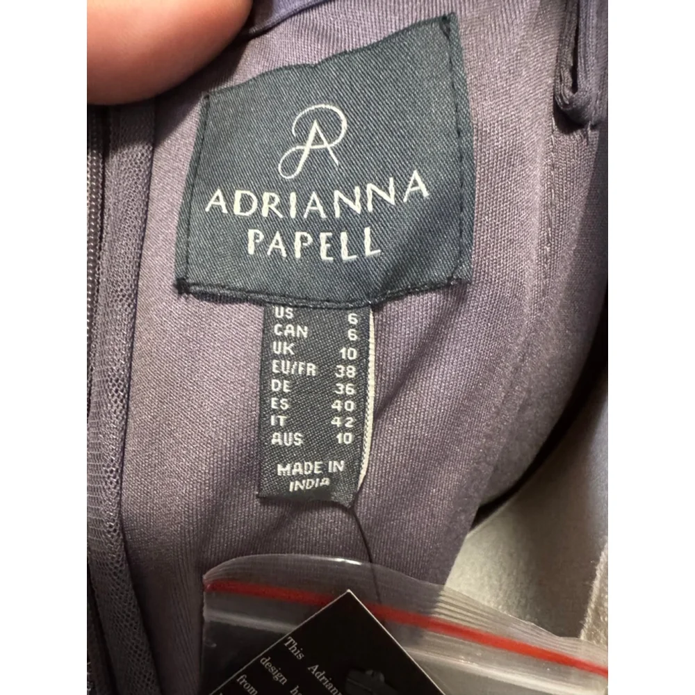 Women's Adrianna Papell Beaded Moonscape Maxi Dress US 6 Grey Black - Picture 11 of 13